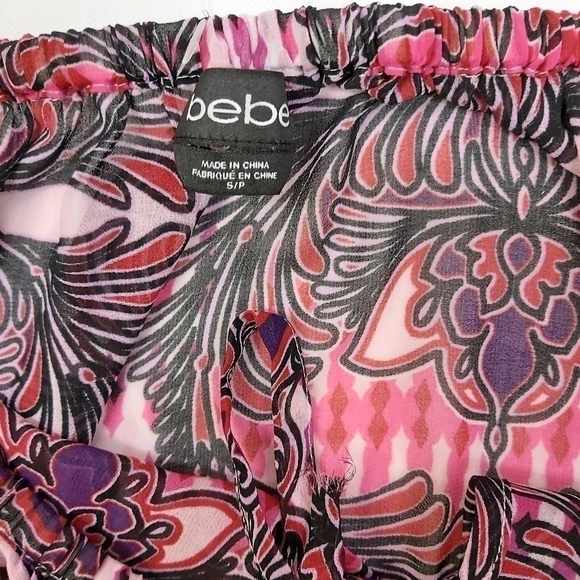 BEBE Floral Sheer Cold Shoulder Top - Picture 8 of 10
